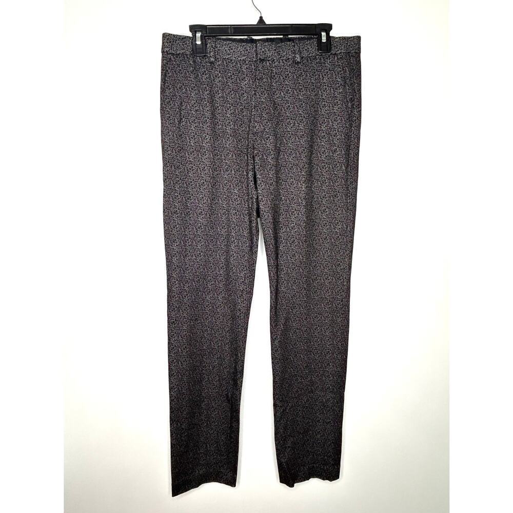 Theory Payton Pants Men Sz 32 Herringbone Ponte Black Preppy Career City Neutral